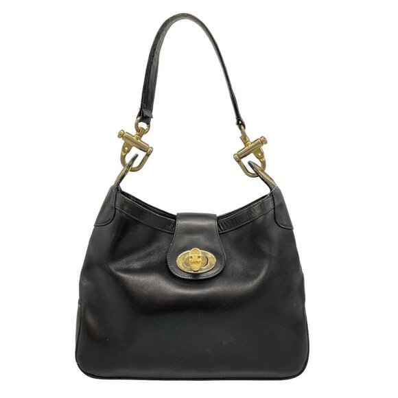 CELINE - Black Leather Shoulder Bag